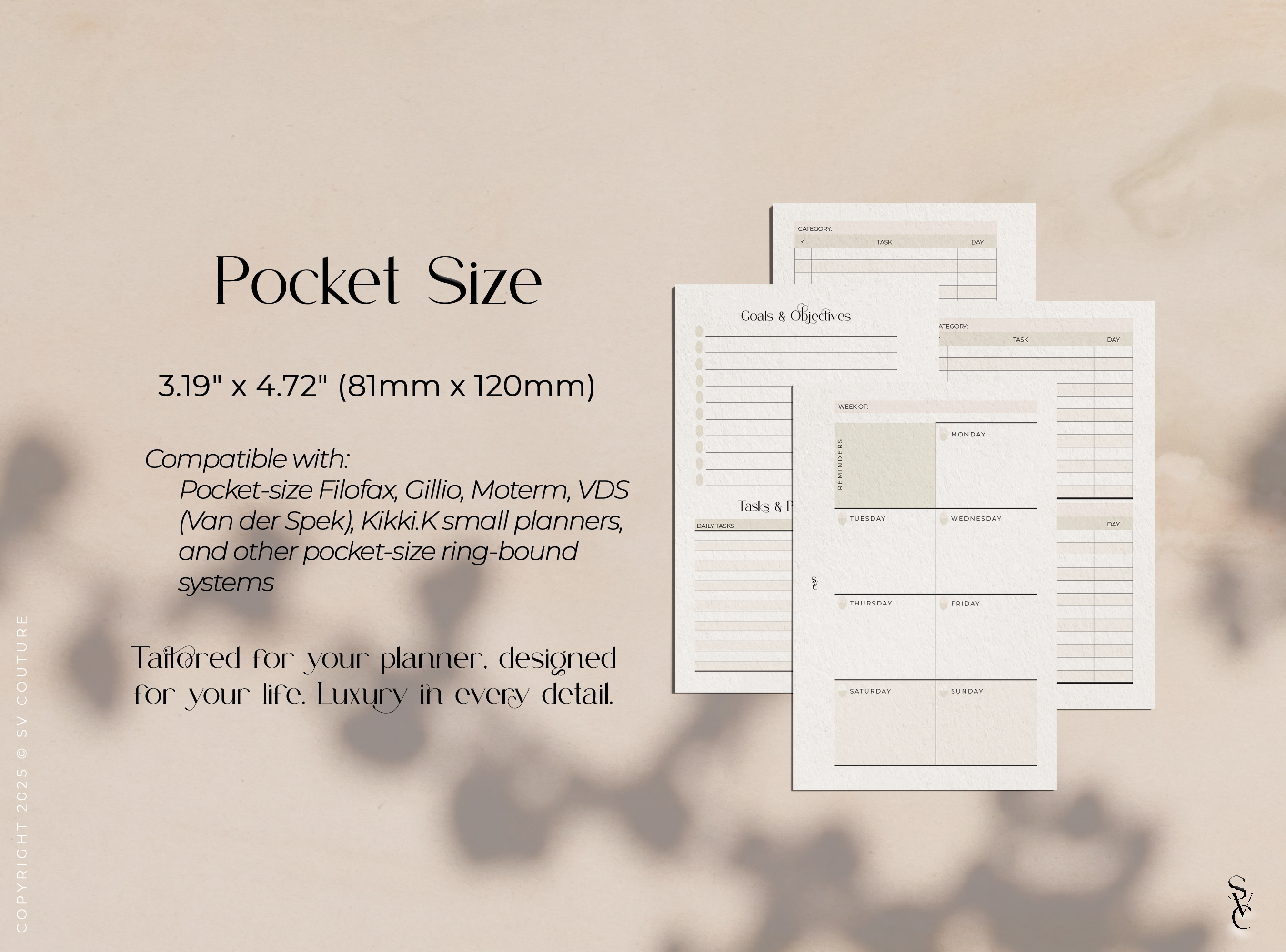 Weekly Overview Planner w/ Categorized Checklists