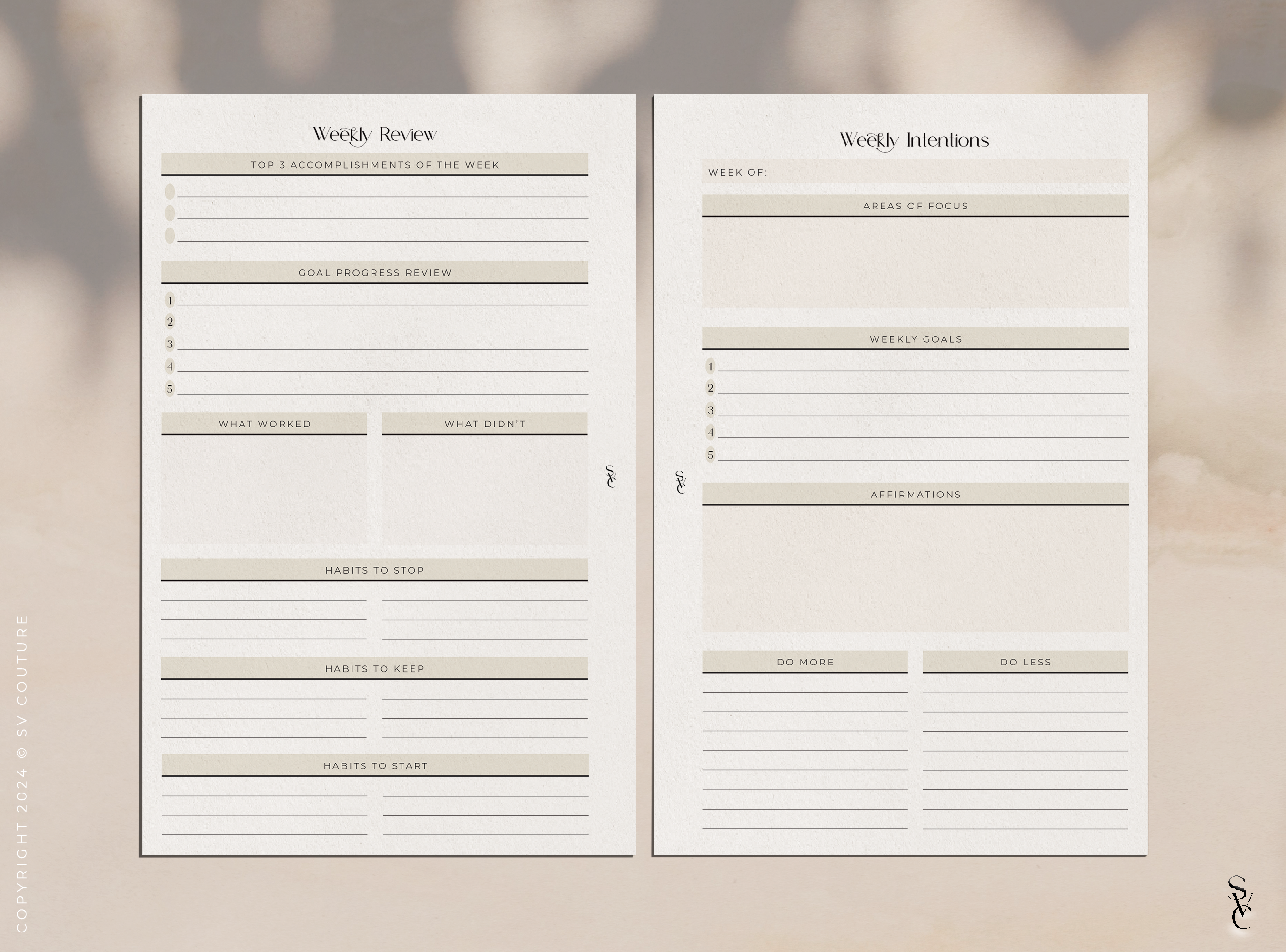 Weekly Reset Planner