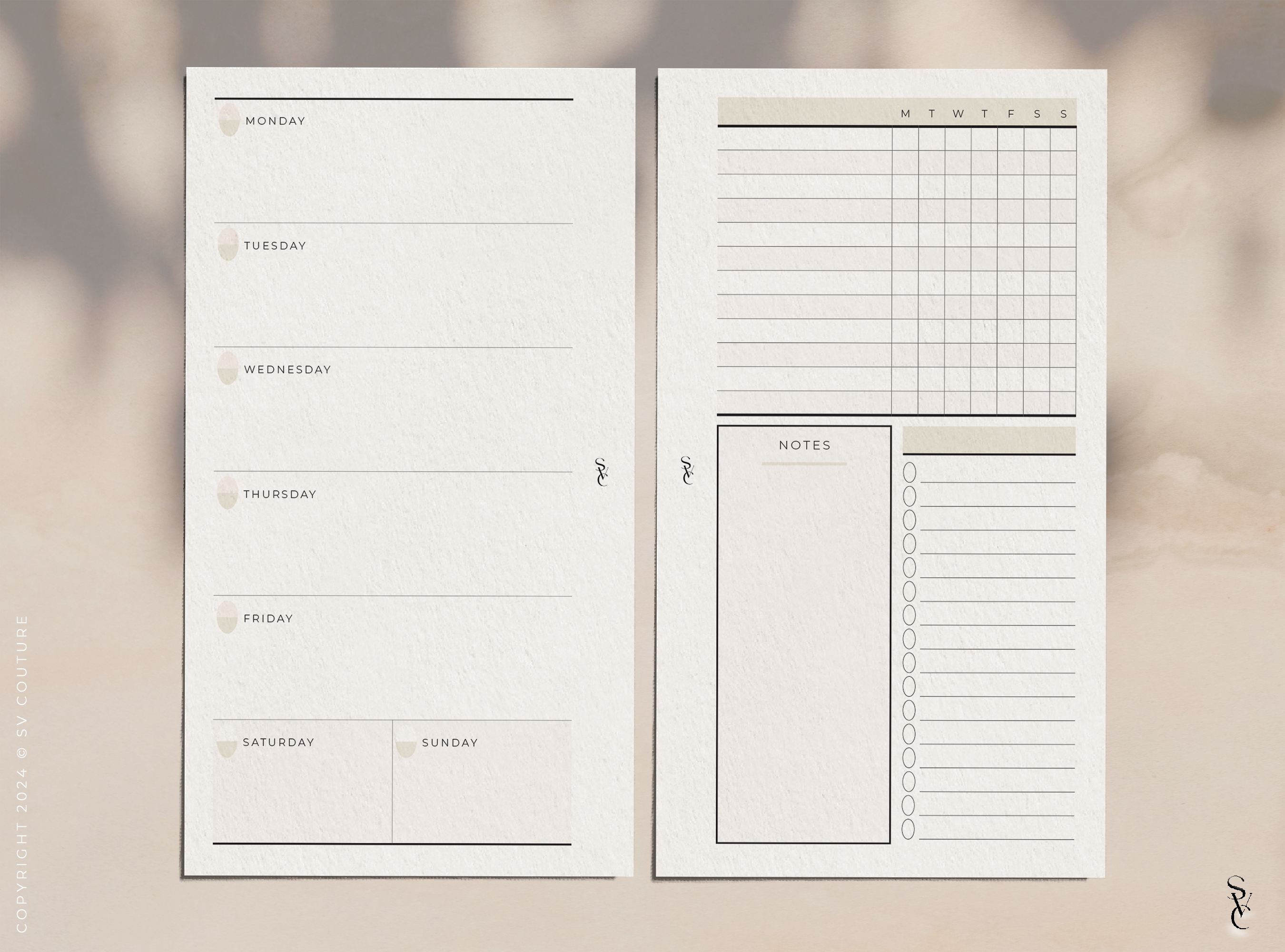 Task Based Weekly Planner (Undated)