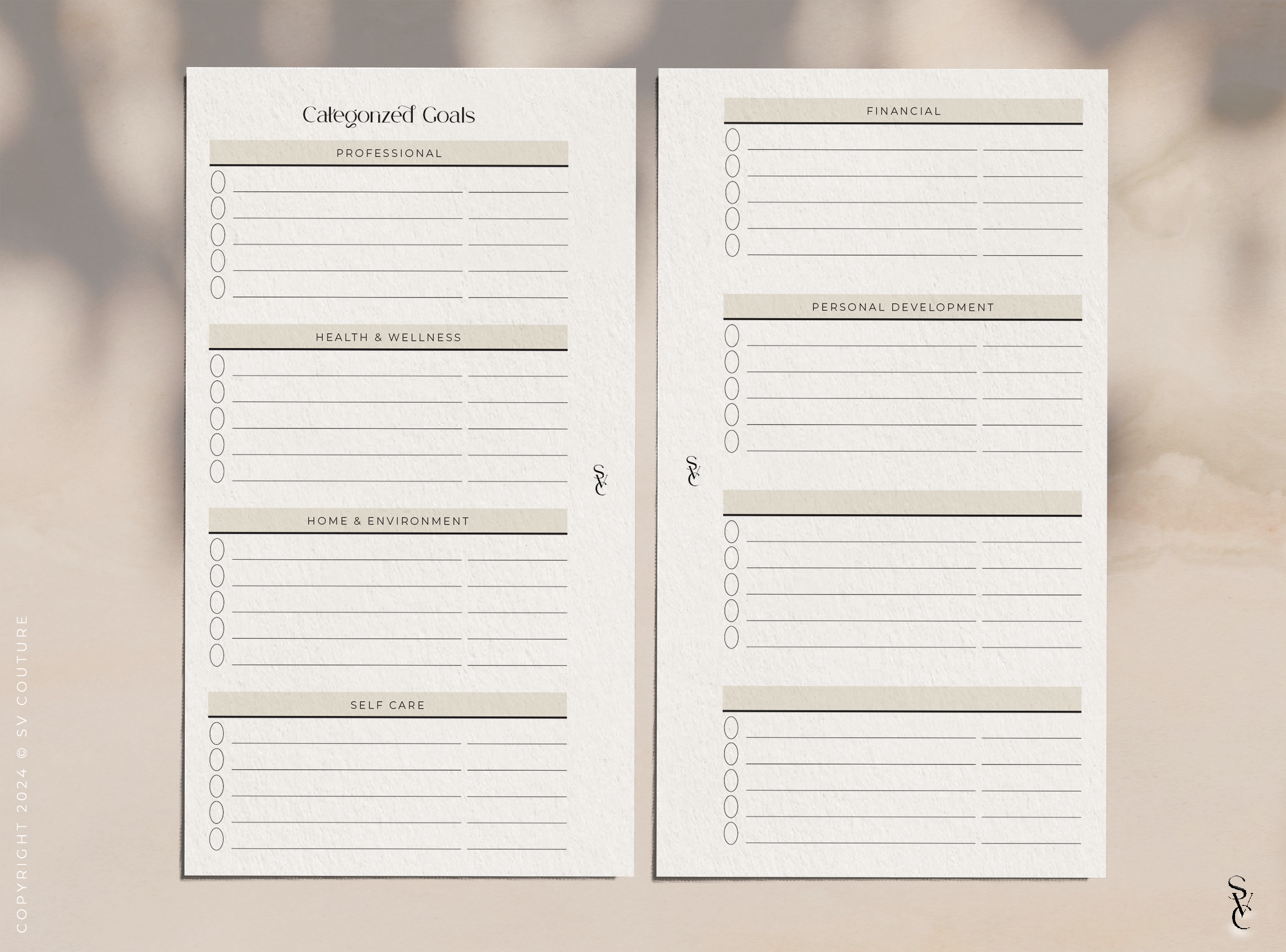 Goals Overview + Categorized Goal Lists