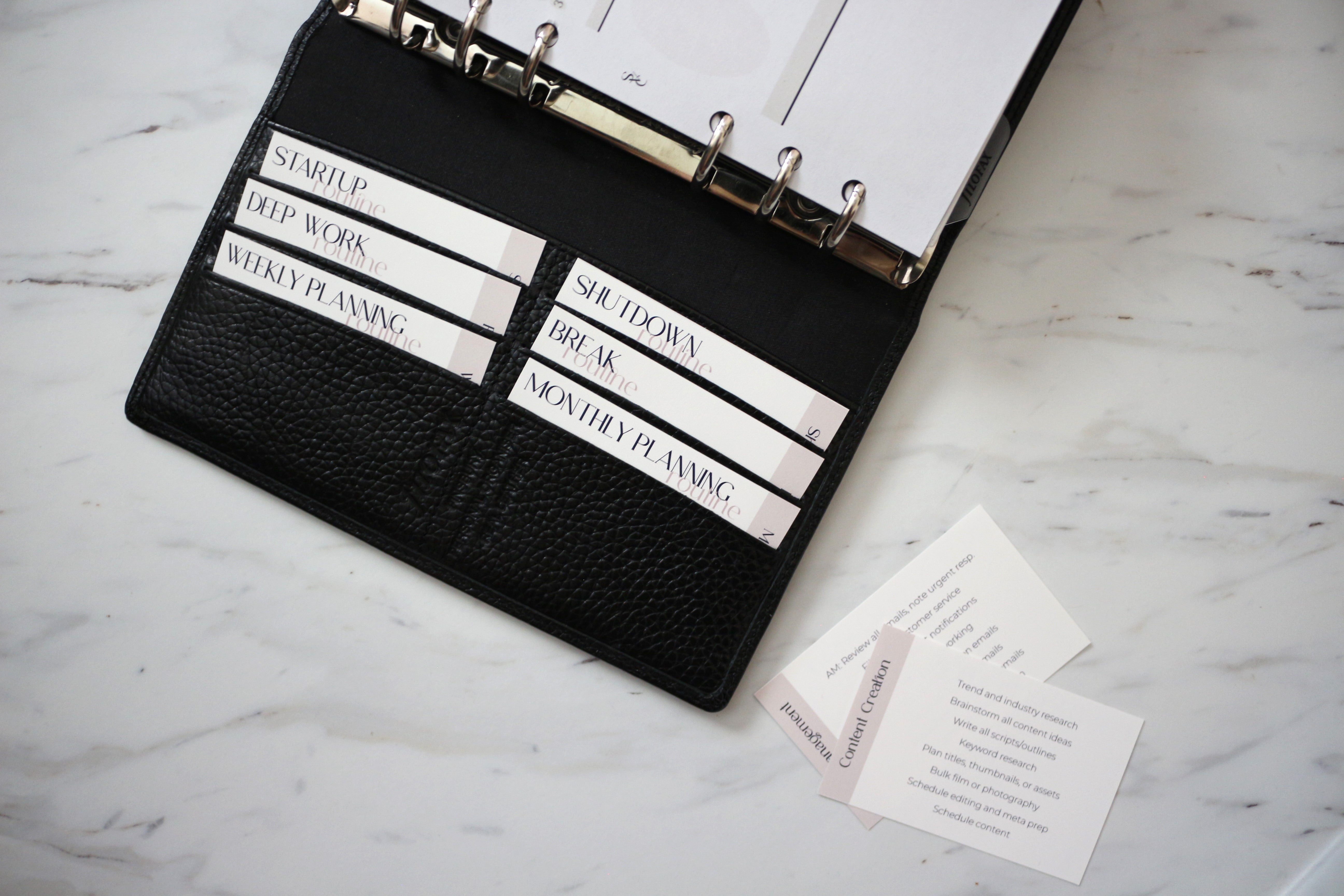 Workday Productivity Routine Cards (Editable)