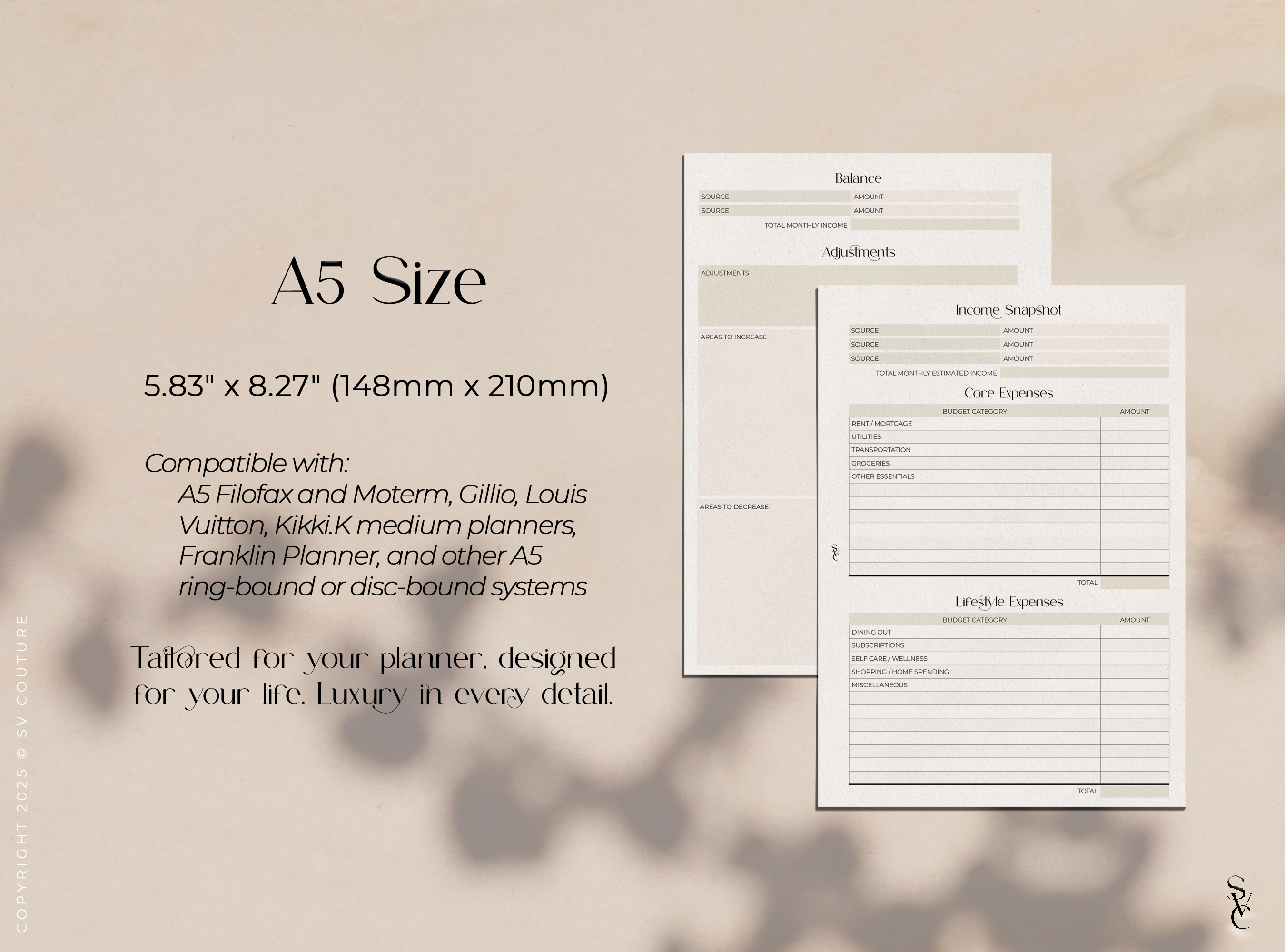 Lifestyle Financial Overview & Budget Planner
