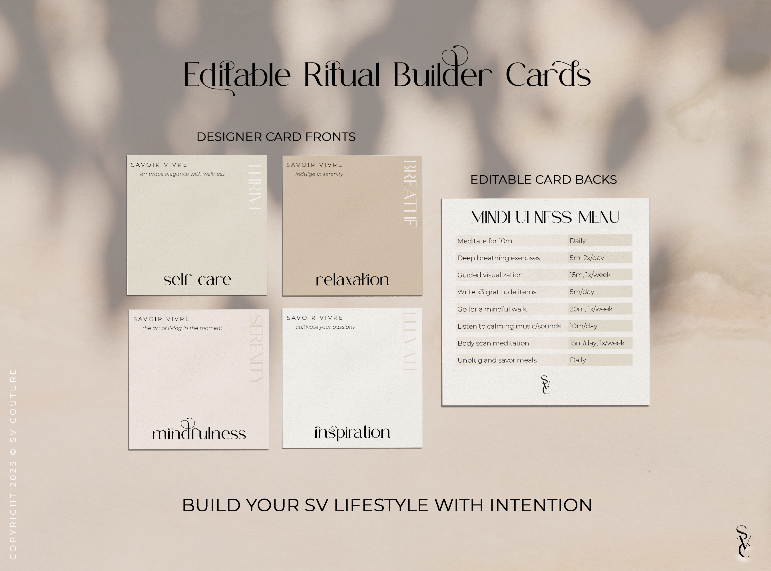 Self Care & Lifestyle Menu Cards (Editable)