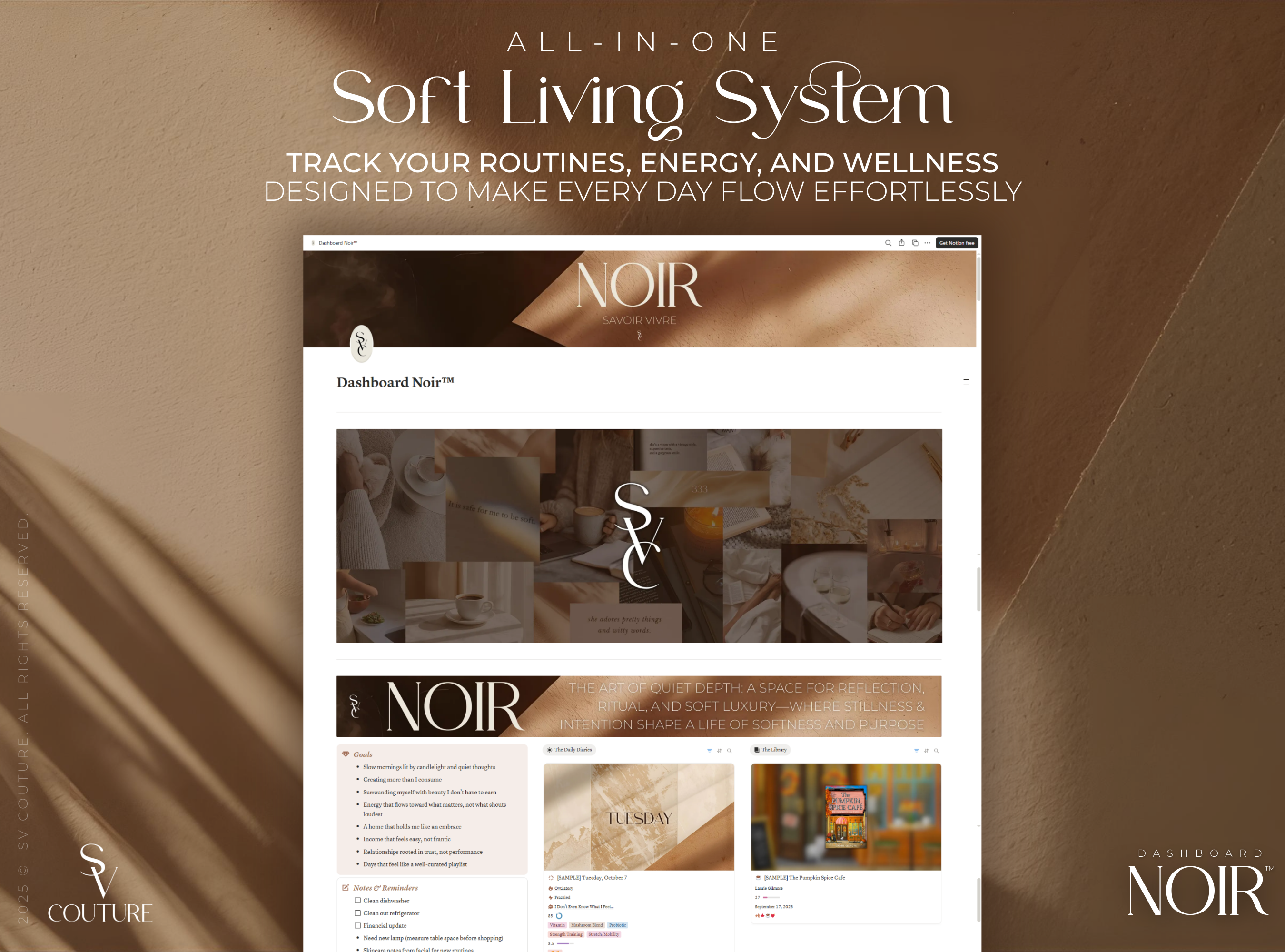 Dashboard Noir™ | Soft Living Notion Template