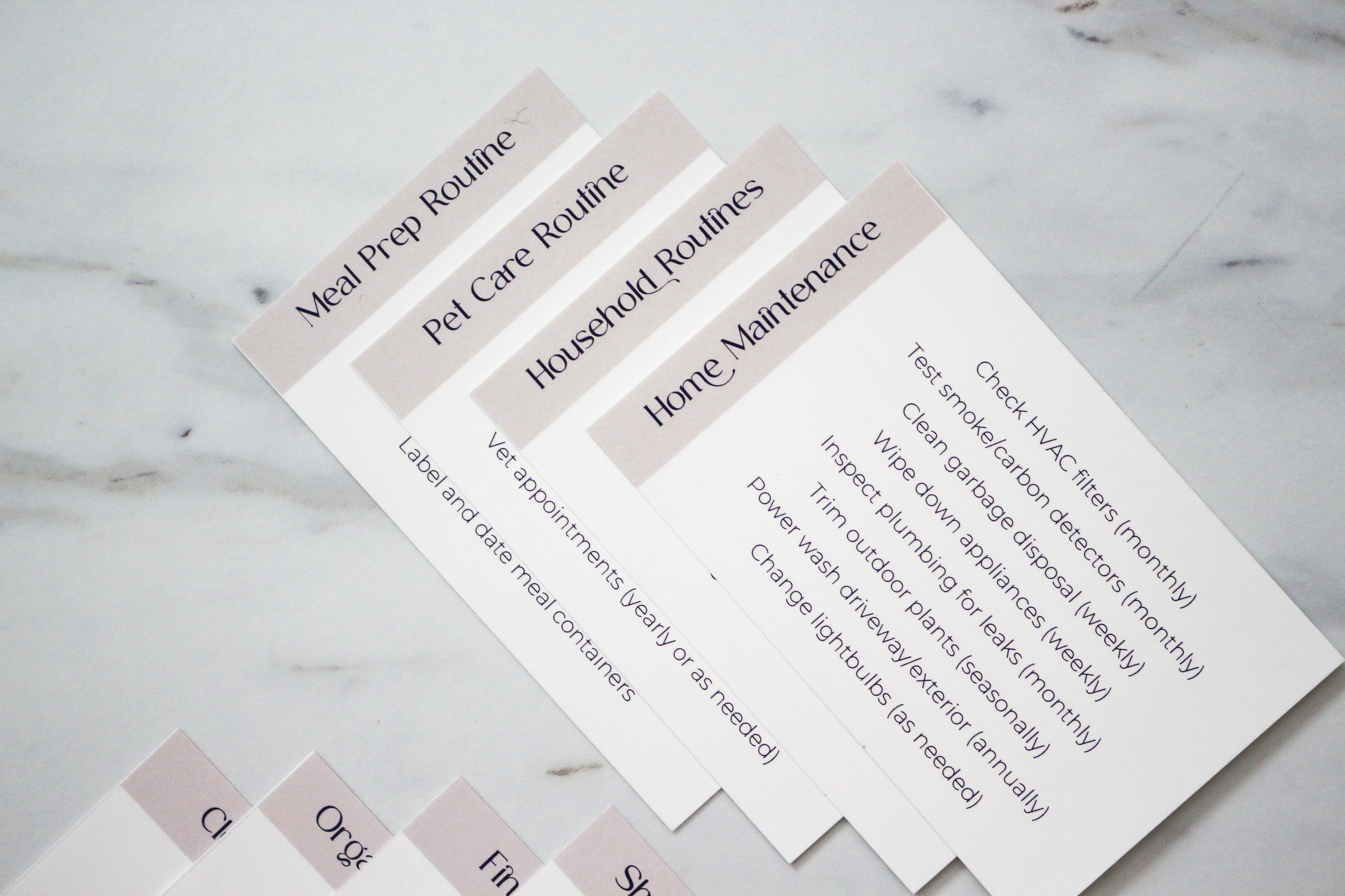 Home Management & Lifestyle Routine Cards (Editable)