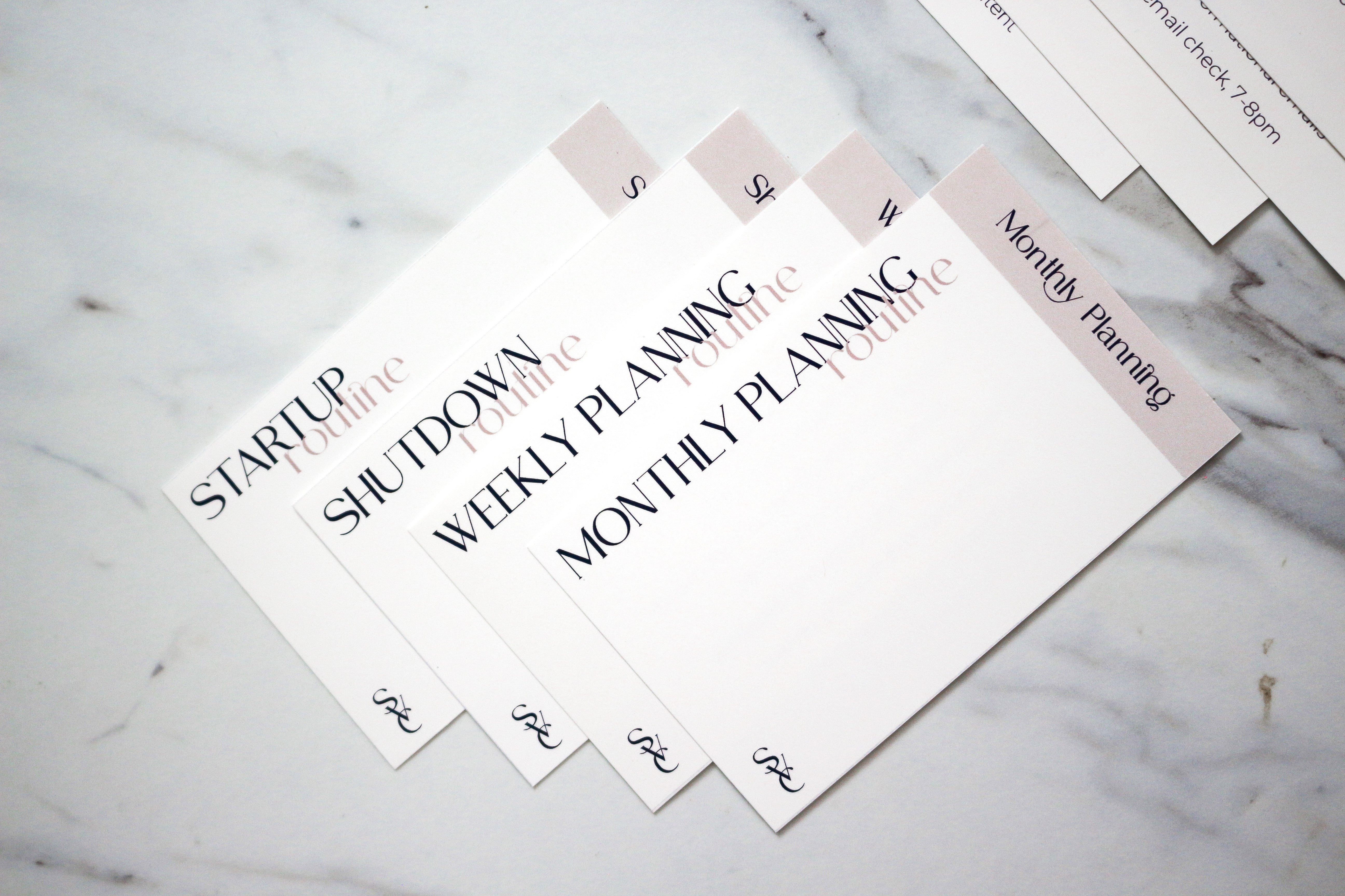 Workday Productivity Routine Cards (Editable)