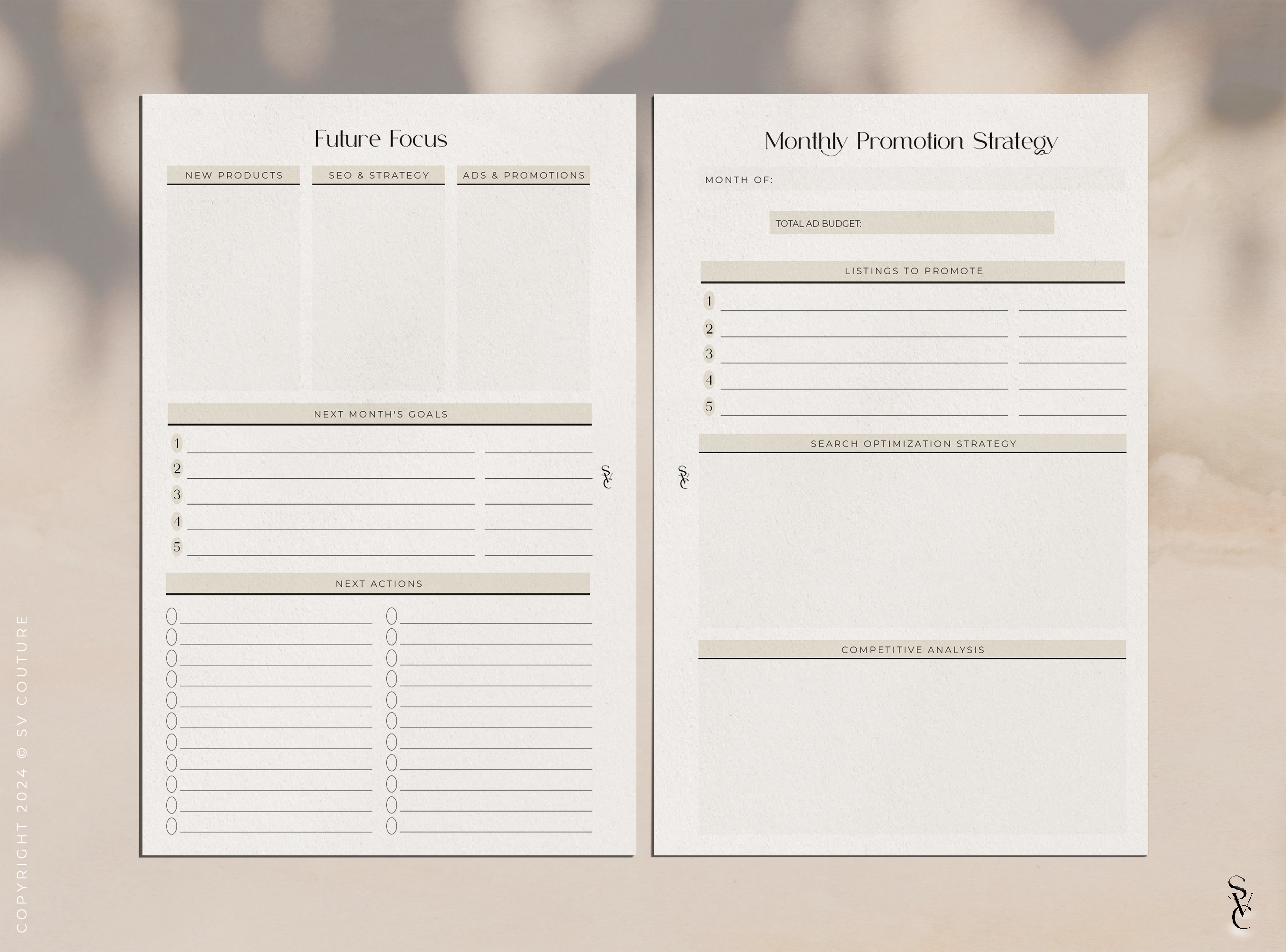 Etsy Shop Monthly Business Planner & Tracker
