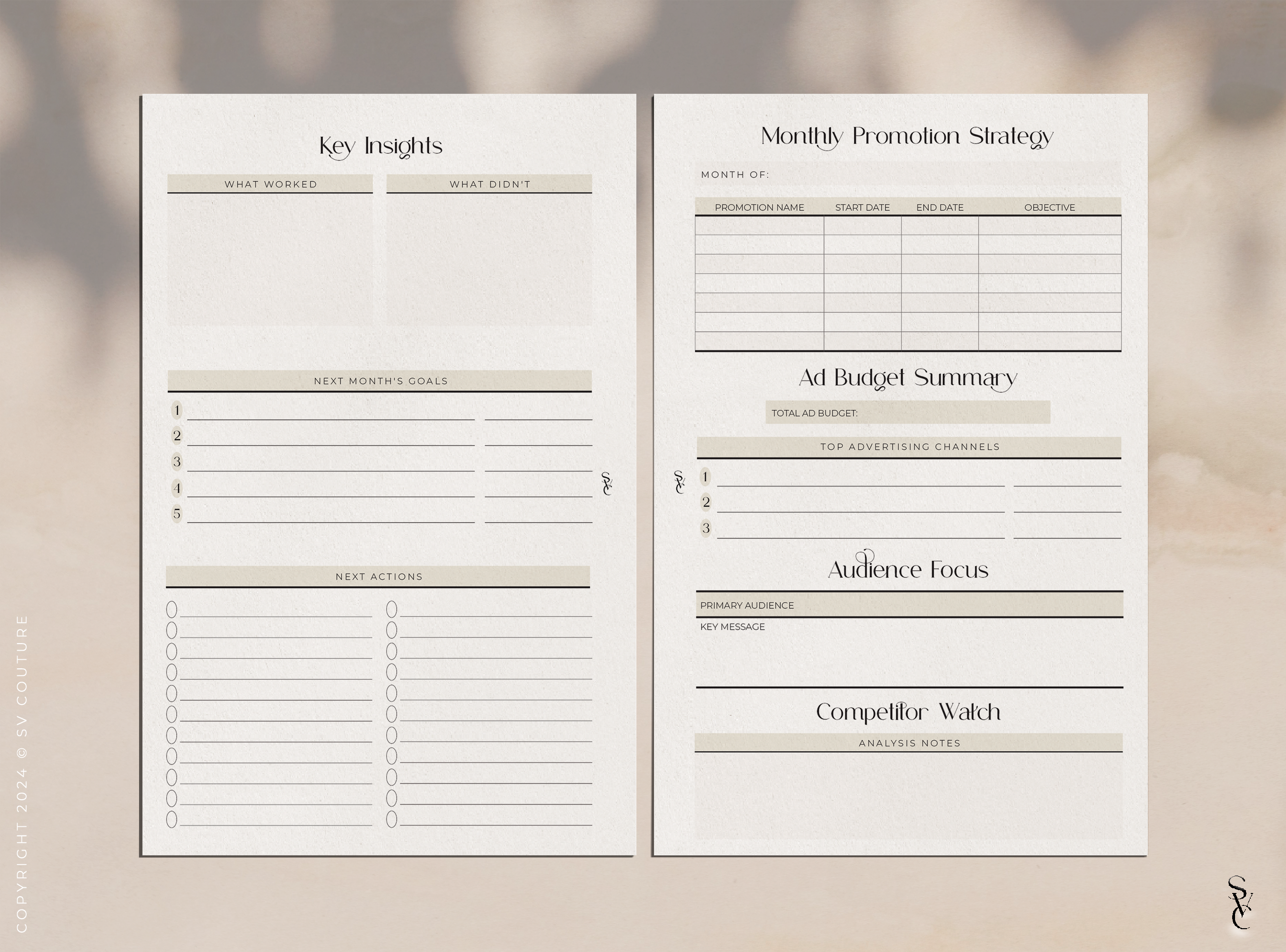 eCommerce Business Monthly Planner & Tracker