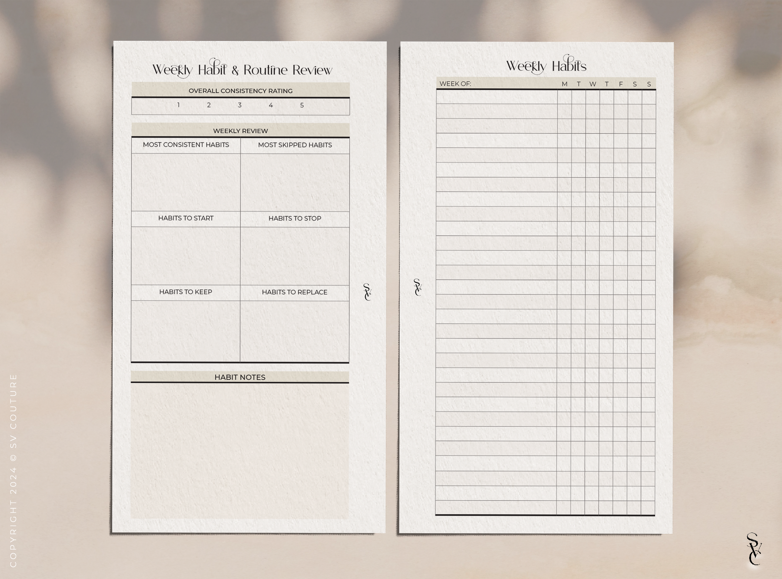 Weekly Habit Tracker + Reflection