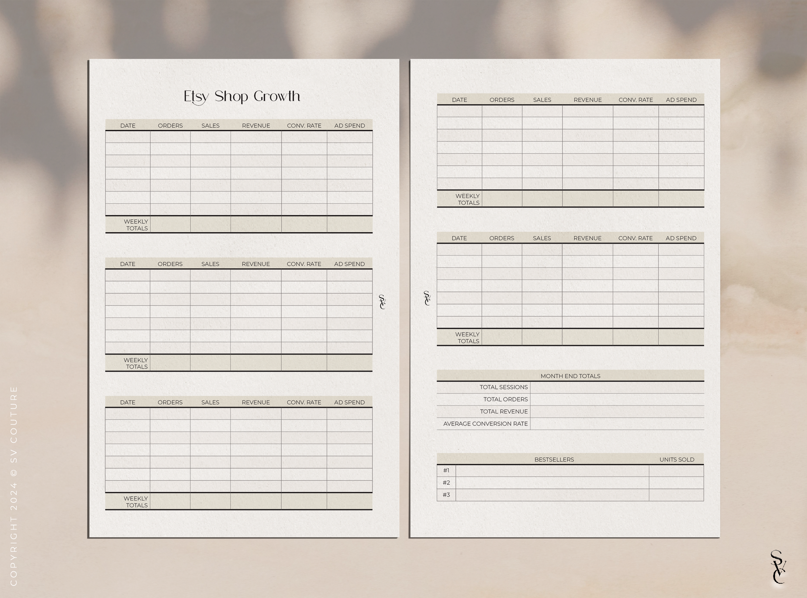 Etsy Shop Monthly Business Planner & Tracker