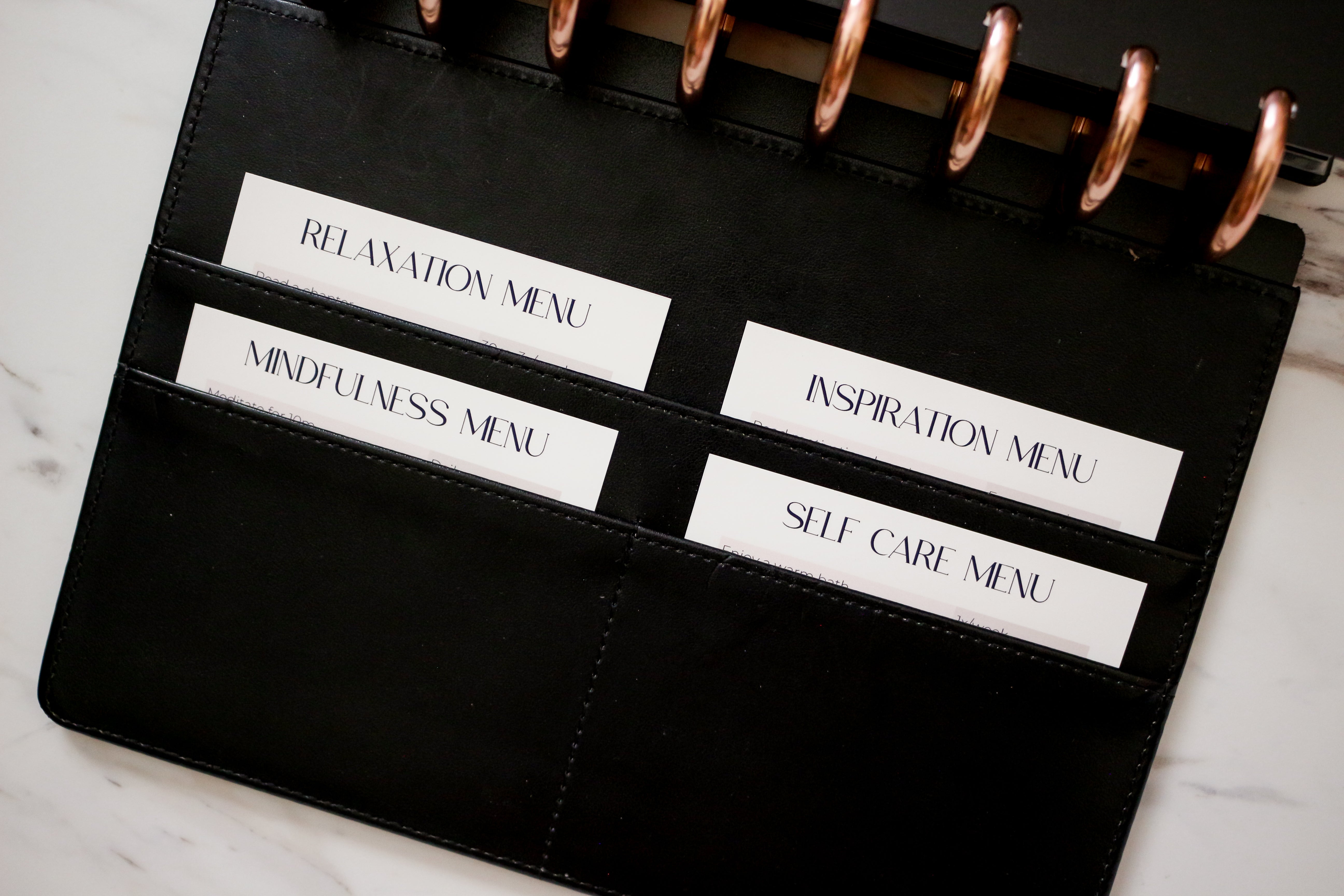 Self Care & Lifestyle Menu Cards (Editable)