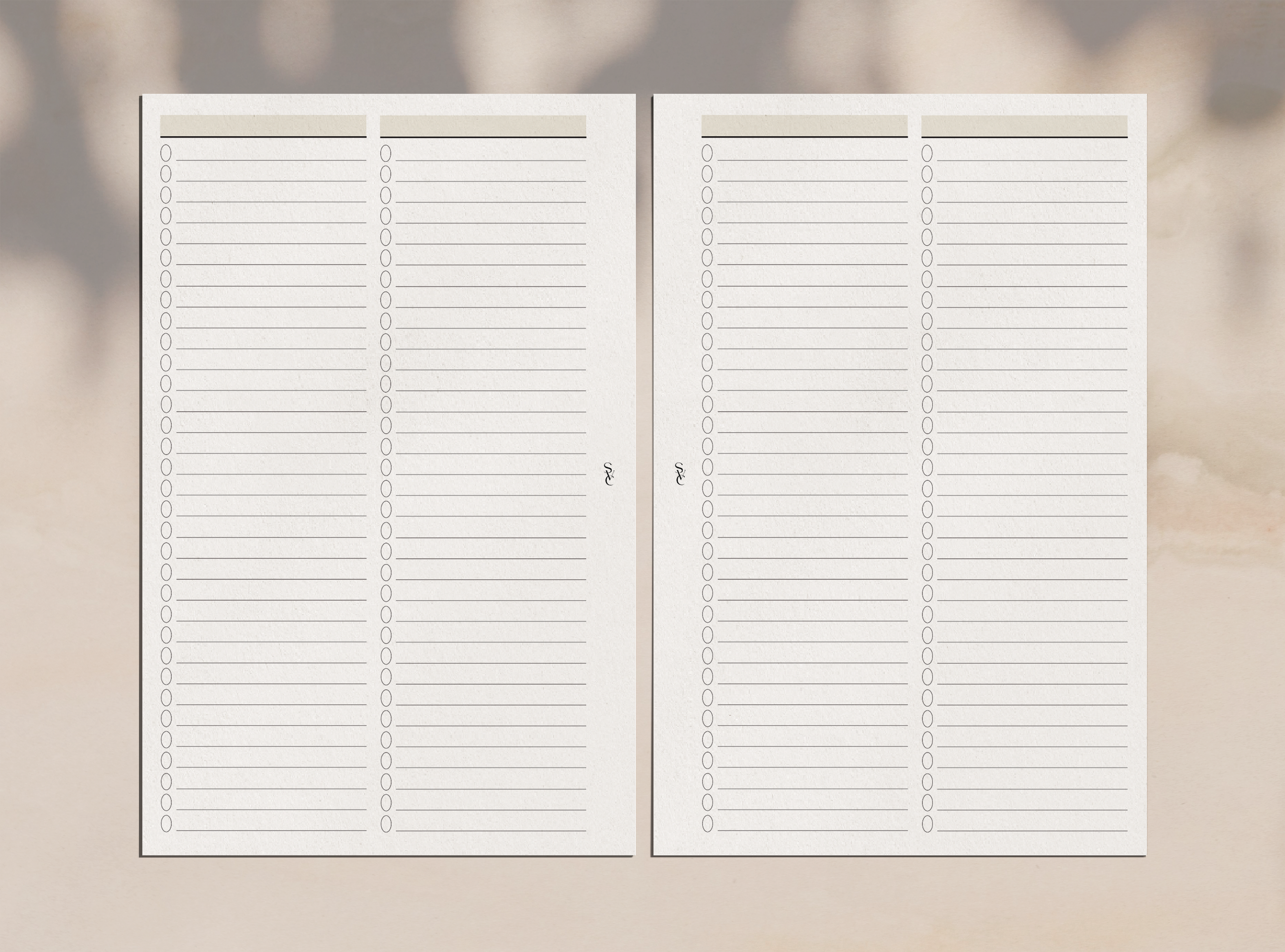 Dual Column Checklist