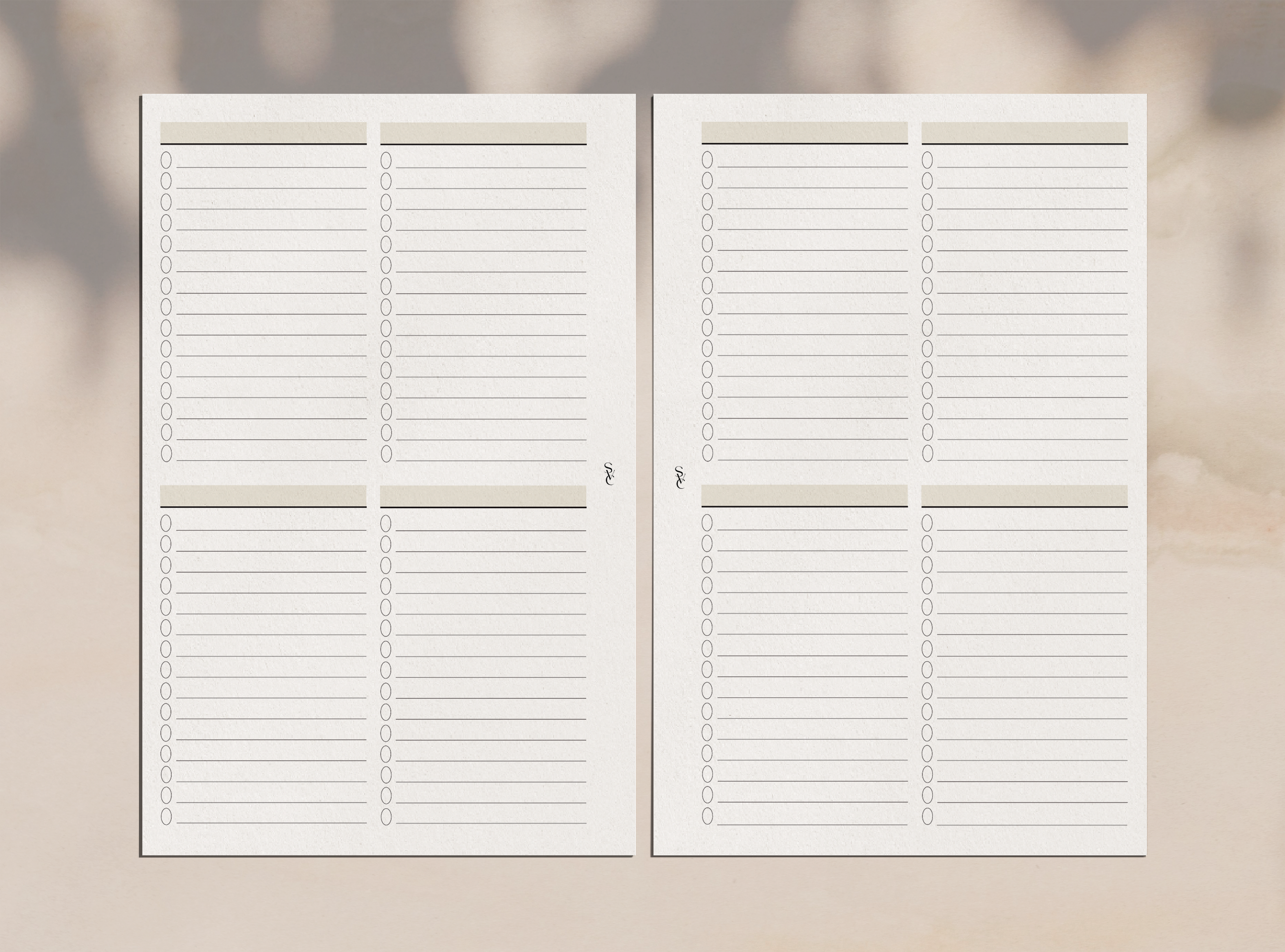 Quad Column Checklist