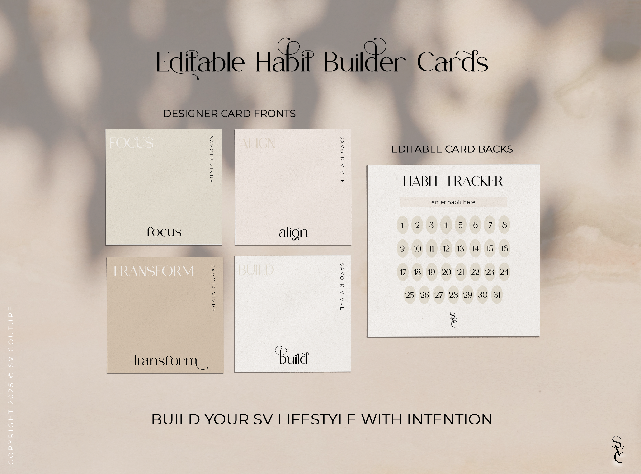 Habit Tracking Cards (Editable)